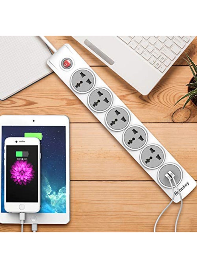 HuntKey - Power Extension With 5 Outlets And 2 Charging USB Ports White 3meter - Image 1