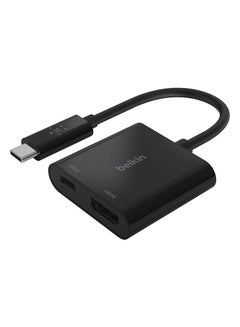 belkin Belkin USB-C to HDMI Adapter + Charge (Supports 4K UHD Video, Passthrough Power up to 60W for Connected Devices) MacBook Pro HDMI Adapter Black 