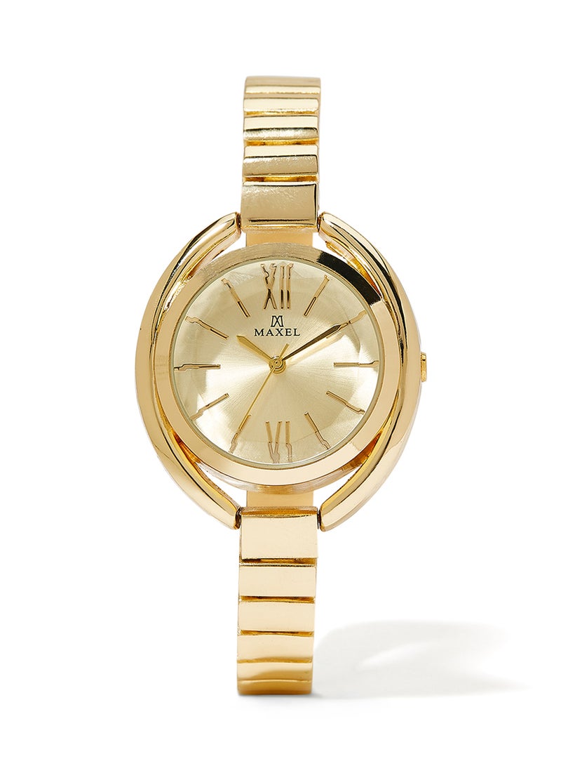 ماكسل ساعة يد عصرية بعقارب وسوار معدني - مقاس 32 مم - لون ذهبي للنساء - Image 1