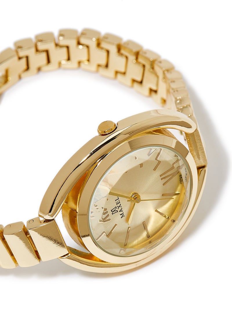 ماكسل ساعة يد عصرية بعقارب وسوار معدني - مقاس 32 مم - لون ذهبي للنساء - Image 2