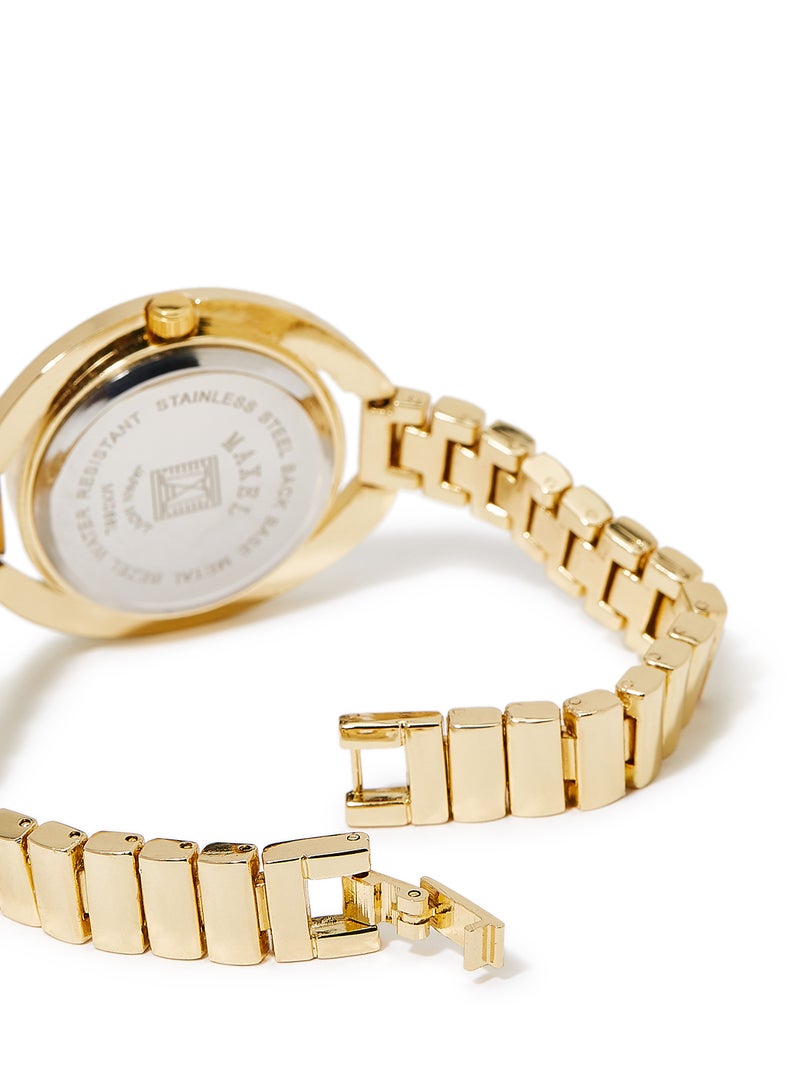 ماكسل ساعة يد عصرية بعقارب وسوار معدني - مقاس 32 مم - لون ذهبي للنساء - Image 4