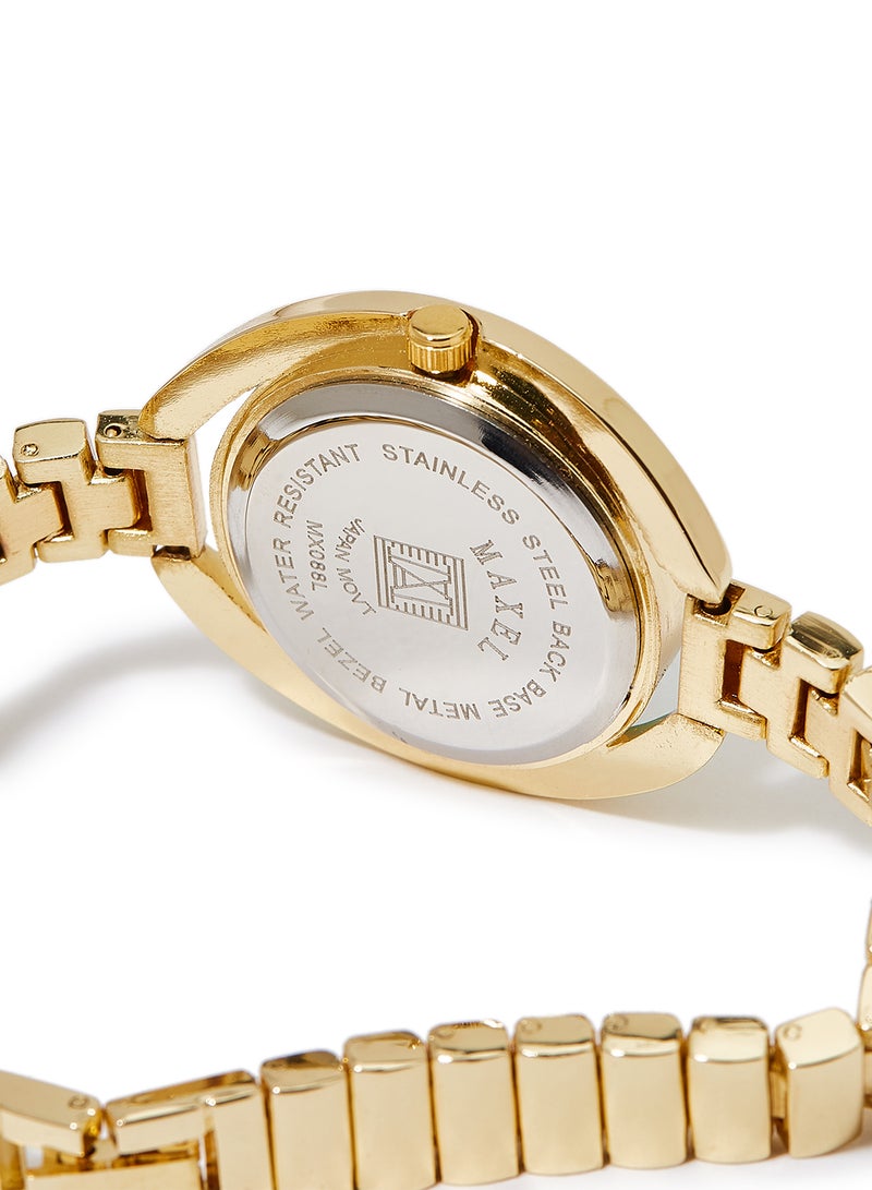 ماكسل ساعة يد عصرية بعقارب وسوار معدني - مقاس 32 مم - لون ذهبي للنساء - Image 3