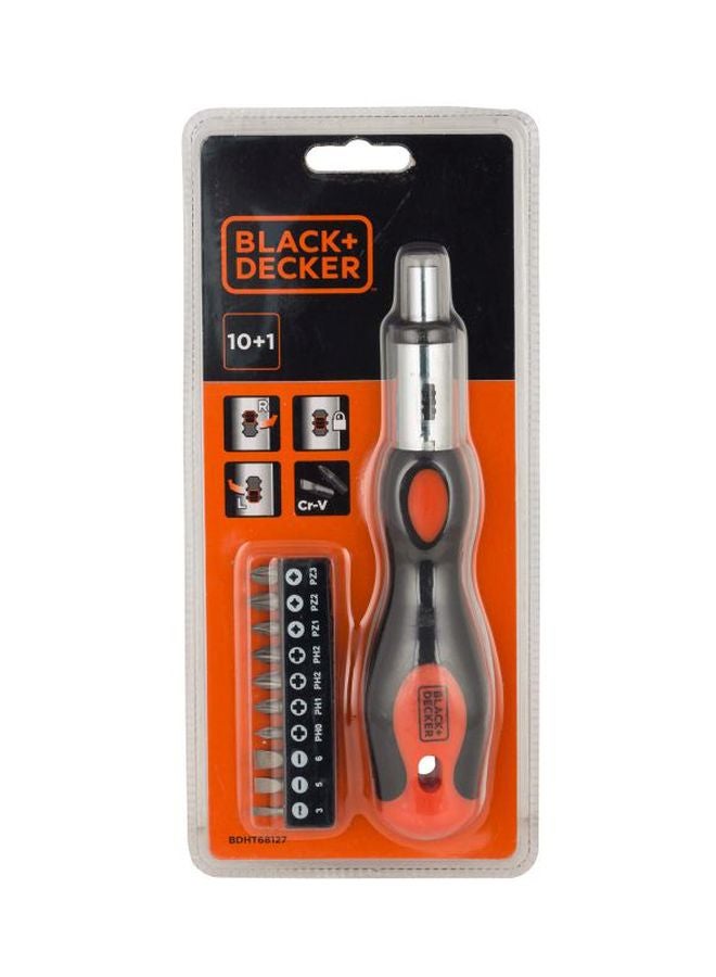 BLACK+DECKER 11-Piece Multibit Ratcheting Screwdriver With Bits Set Silver/Black/Orange  - Image 5