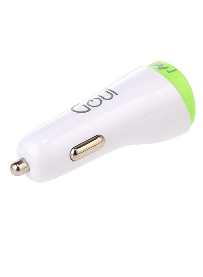 Goui - Eve Plus Dual Usb Car Charger With USB Cable White/Green - Image 1