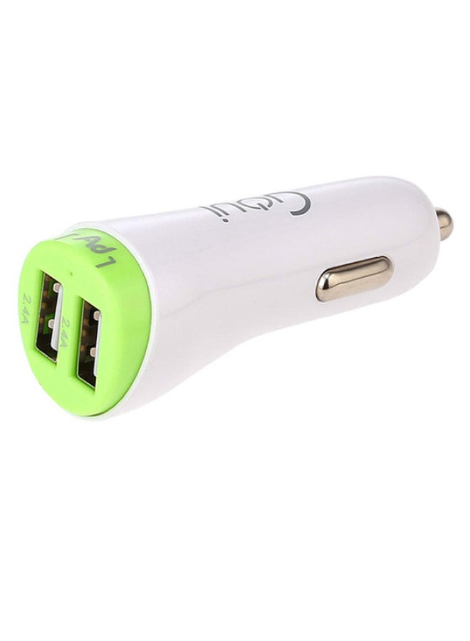 Goui - Eve Plus Dual Usb Car Charger With USB Cable White/Green - Image 1