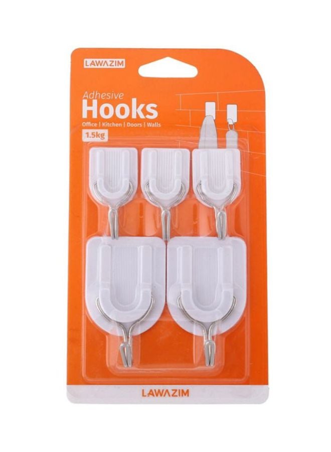 5-Piece Metal Head Adhesive Hook White - v1599550654/N19367118A_3