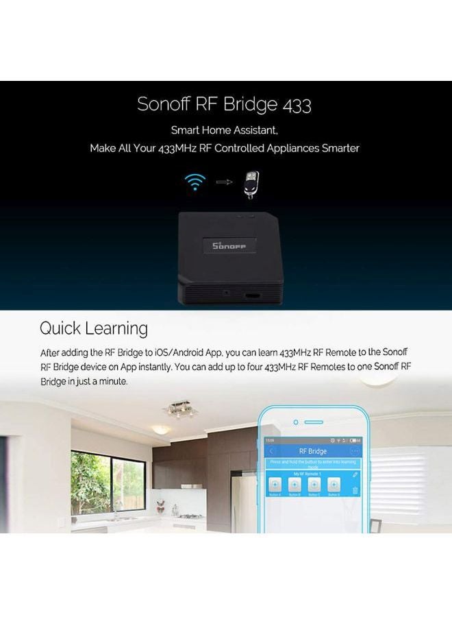 SONOFF Wi-Fi Remote RF Controller Automation Module Switch Black 62x62x20mm - Image 3