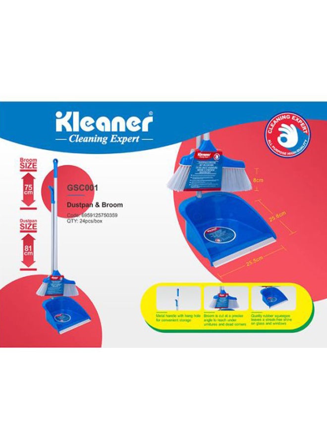 Kleaner Dustpan And Broom Set Blue/Grey 75cm  - Image 2