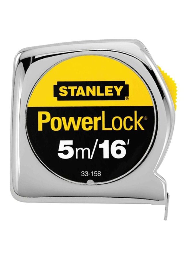 Stanley Powerlock Tape Measure Silver/Yellow 5meter Silver/Yellow 5meter