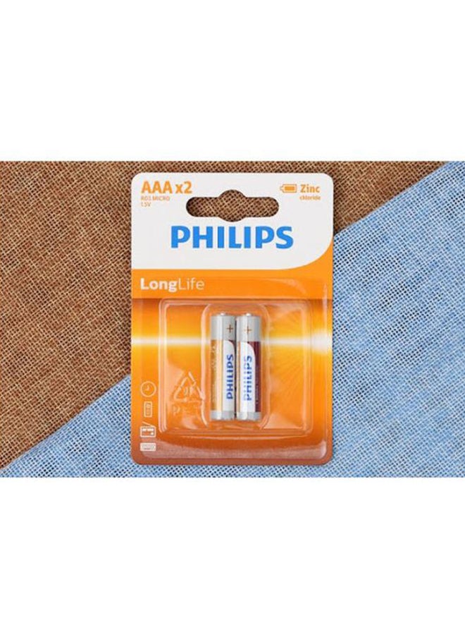 فيليبس طقم بطاريات R03 تدوم لفترات طويلة من نوع AAA بتقنية كلوريد الزنك مكون من قطعتين أبيض/ برتقالي/ فضي - Image 3