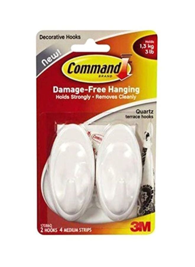 3M 6-Piece Quartz Terrace Hooks White