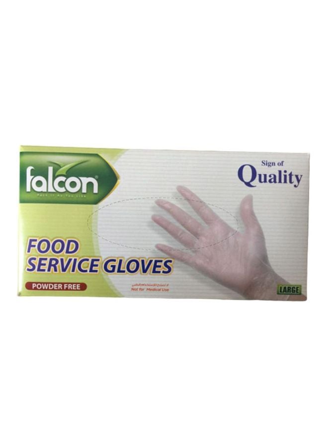 Falcon 100-Pieces Powder Latex Free Single Use Food Service Gloves Clear Large  - Image 1