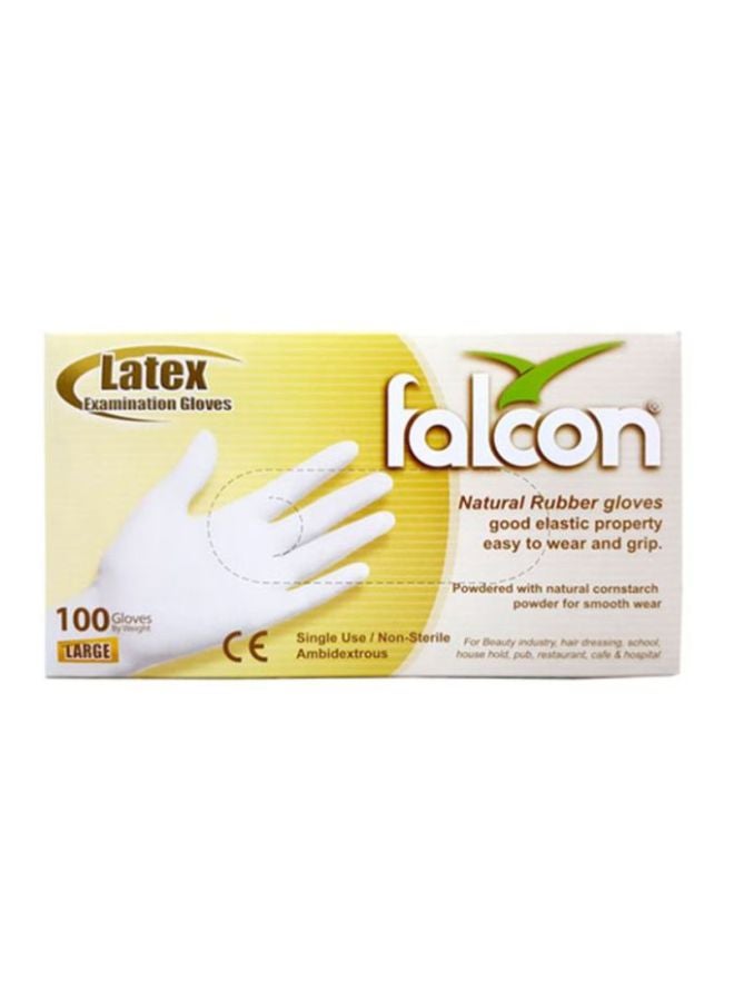 Falcon 100-Piece Latex Gloves White 
