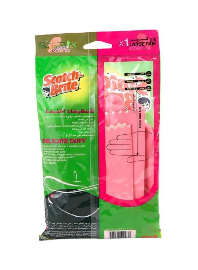 3M - Scotch Brite Extra Delicate Lemon Scented Duty Gloves Large Pink - Image 1