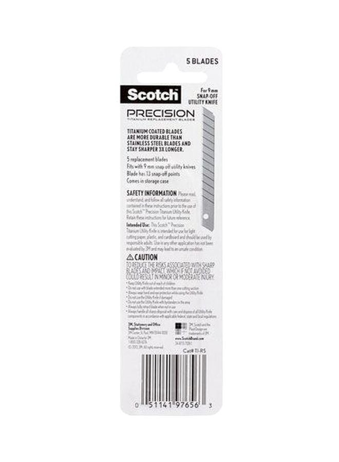 3M Pack Of 5 Scotch Precision Titanium Replacement Blade Set Silver/Black  - Image 3