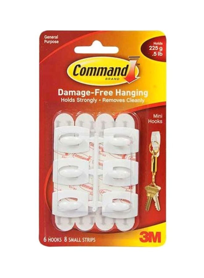 ثري ام طقم علّاقات لاصقة مزدوجة مصنوعة من البلاستيك من كوماند أبيض