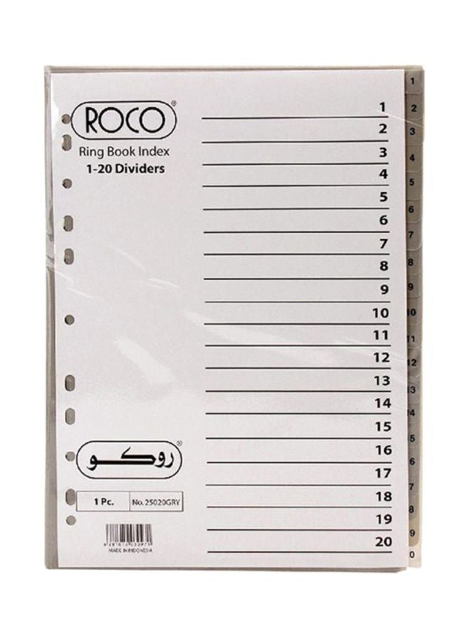 ROCO A4 Numeric Tab Index Divider White/Black
