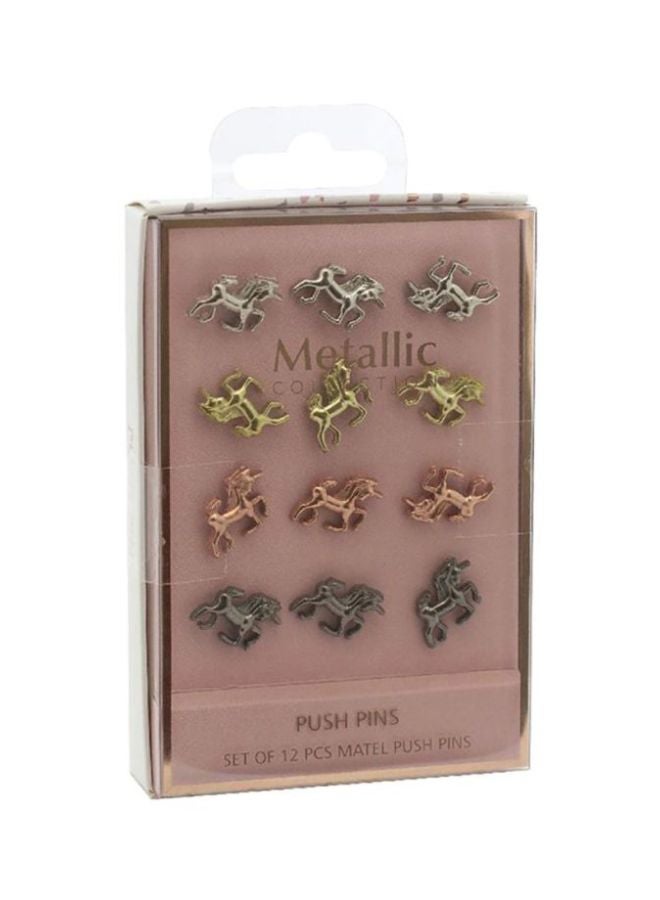 روكو مجموعة مسامير دفع من 12 مسماراً فضي/ذهبي/اسود