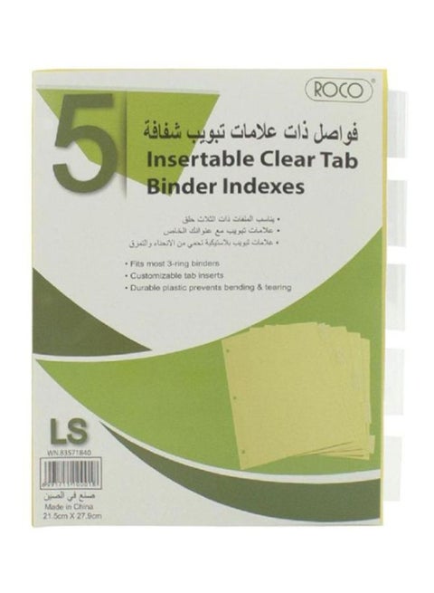 Insertable Clear Tab Binder Indexes Green/White