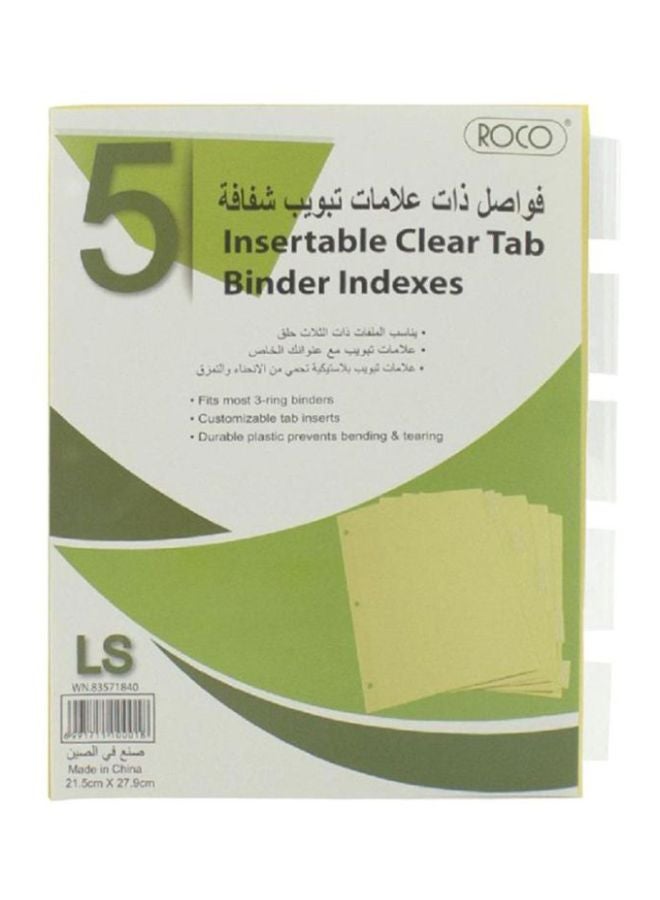 Insertable Clear Tab Binder Indexes Green/White