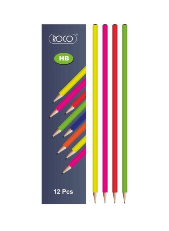 12-Piece HB Fluorescent Pencil Set Multicolour - v1599553193/N30570226A_1