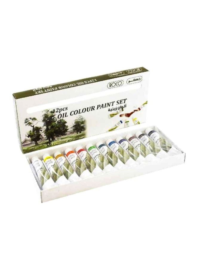 ROCO 12-Piece Oil Colour Paint Set Red/White/Blue