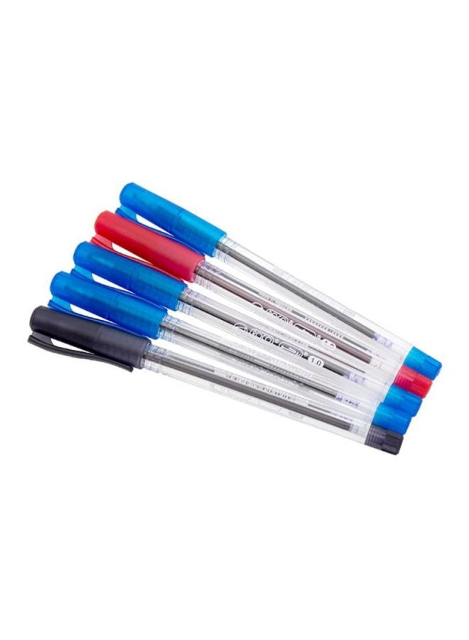 طقم قلم حبر جاف كروي الرأس مكون من 5 قطع أسود/أزرق/ أحمر