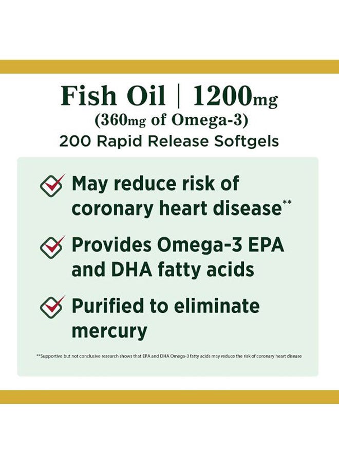 NATURE'S BOUNTY Fish Oil Heart Health Dietary Supplement - 200 Softgels  - Image 3