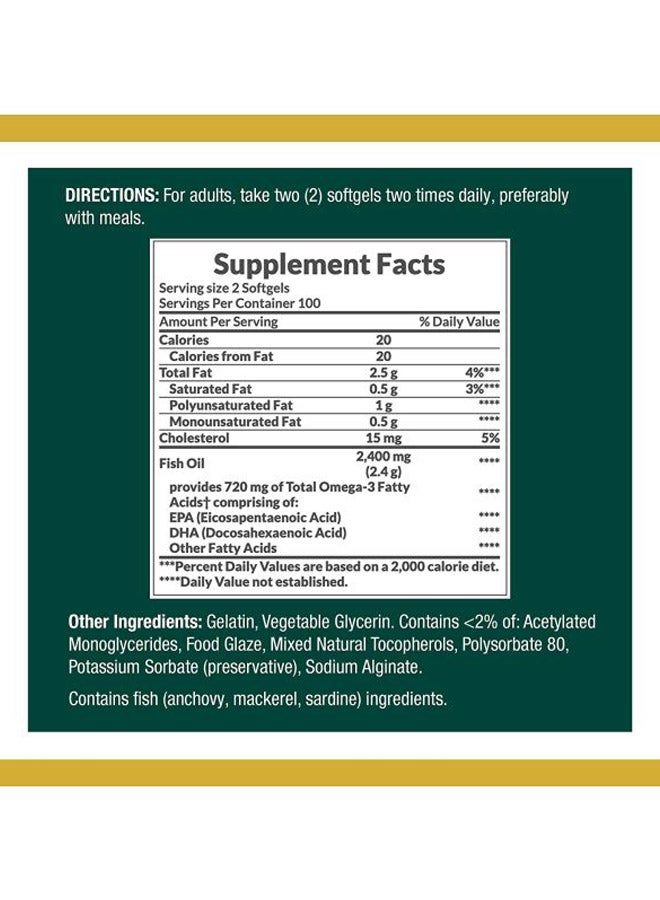 NATURE'S BOUNTY Fish Oil Heart Health Dietary Supplement - 200 Softgels  - Image 2