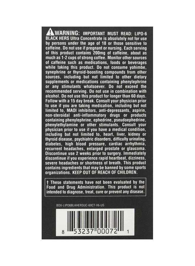 Nutrex Research - Lipo-6 Black Ultra Concentrate Dietary Supplement - 60 Capsules - Image 1