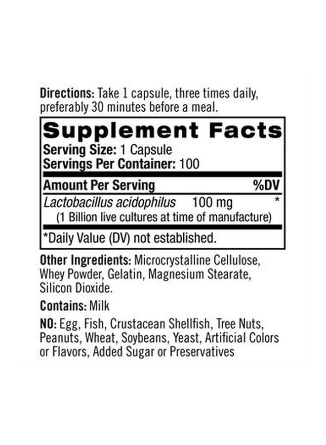 NATROL - Acidophilus Probiotic Dietary Supplement - 100 Capsules - Image 1
