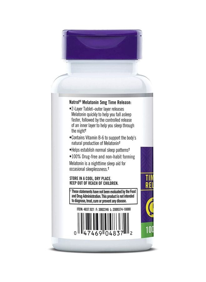 NATROL Melatonin Time Release Dietary Supplement 5mg - 100 Tablets  - Image 2