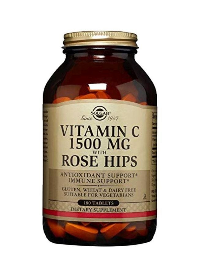 Solgar Vitamin C With Rose Hips Dietary Supplement - 180 Tablets - Image 1