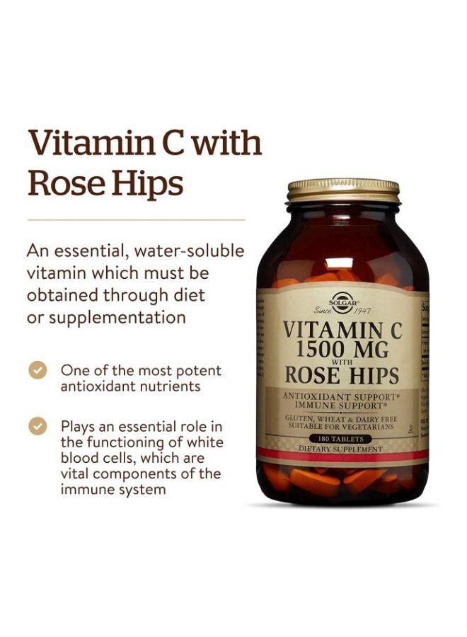 Solgar Vitamin C With Rose Hips Dietary Supplement - 180 Tablets - Image 5