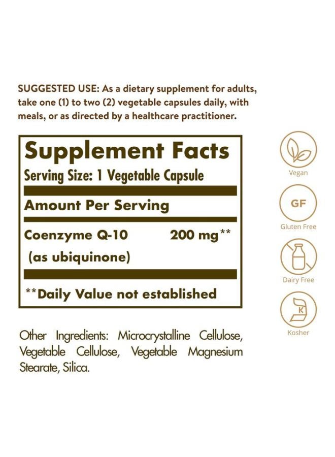 Solgar CoQ-10 Dietary Supplement - 60 Vegetable Capsules - Image 2