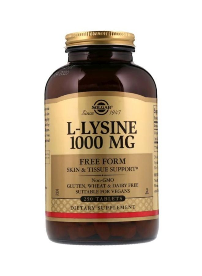 Solgar L-Lysine Dietary Supplement 1,000mg - 250 Tablets - Image 1