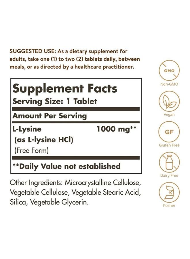 Solgar L-Lysine Dietary Supplement 1,000mg - 250 Tablets - Image 3