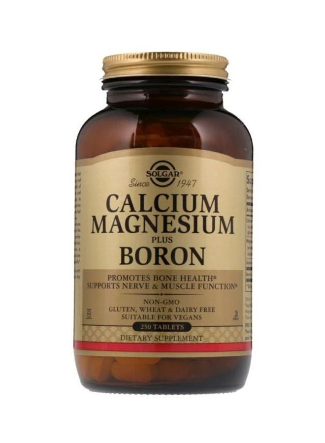 Solgar Calcium Magnesium Plus Boron Dietary Supplement - 250 Tablets - Image 1
