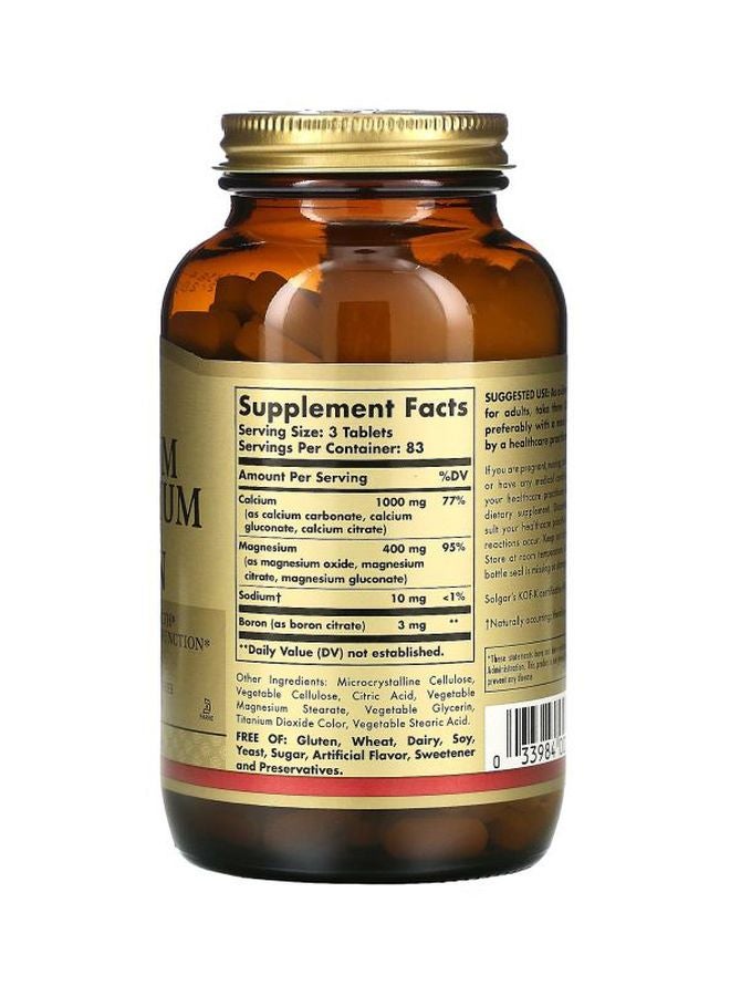 Solgar Calcium Magnesium Plus Boron Dietary Supplement - 250 Tablets - Image 2