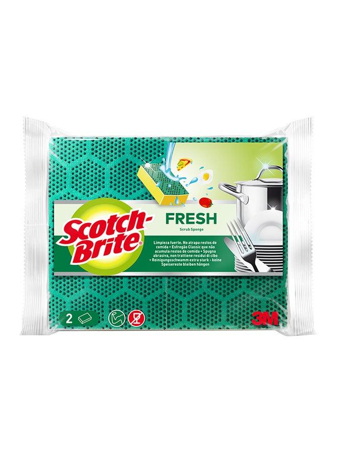 سكوتش برايت عبوة مكونة من قطعتين من إسفنجة 3M فريش لامينيت للأعمال الشاقة أخضر/أصفر 14x2.2x2.2سم