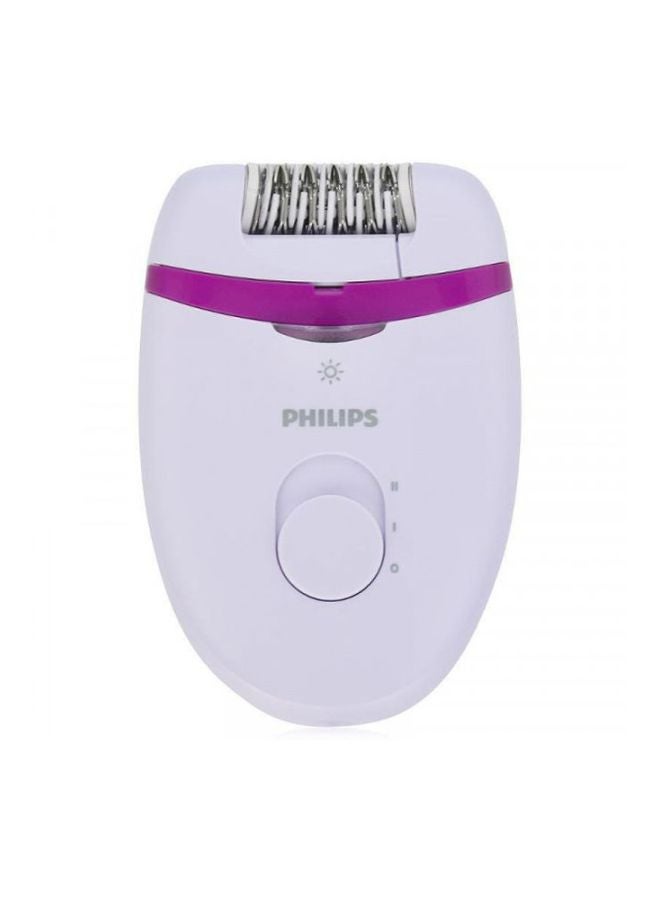 Philips BRE275 Corded Epilator With Cleaning Brush, Shaver, Shaver Comb, Massage Cap And Pouch White/Purple/Silver  - Image 2
