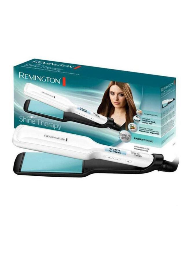REMINGTON - Shine Therapy Wide Plate Ceramic Hair Straighteners White 110 x 45mm - Image 1