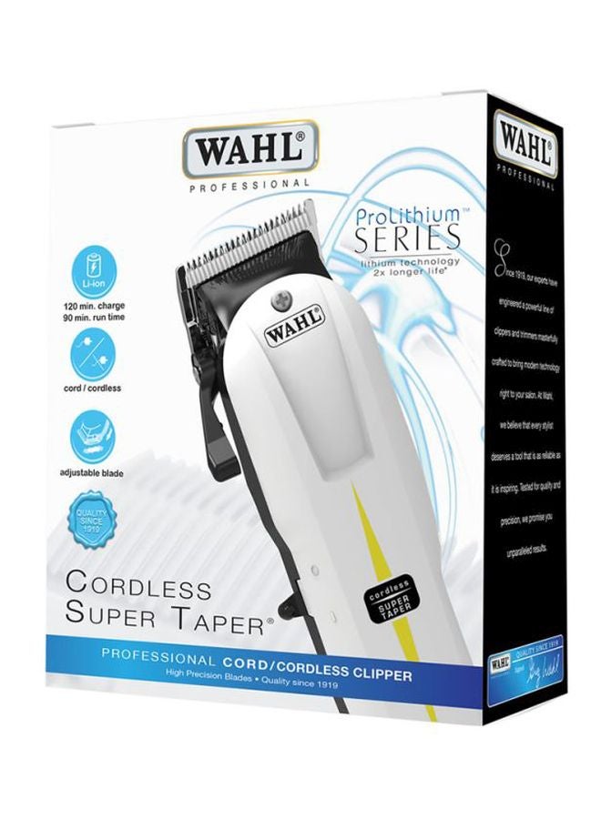 WAHL - Super Taper Cordless Clipper White/Black - Image 1