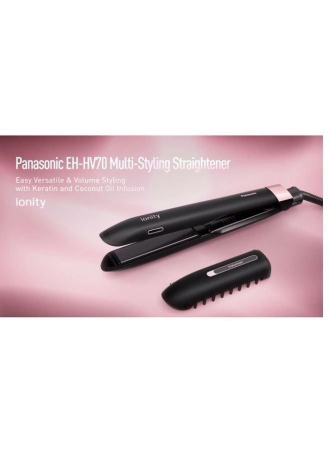 Panasonic Hair Straightener Ionity Curl Volumize Keratin Coconut Oil Infused Ceramic Plates, One Size, 5 Heat Settings, Eh-Hv70 Black/Rose Gold 32 x 310 x 45ml  - Image 4