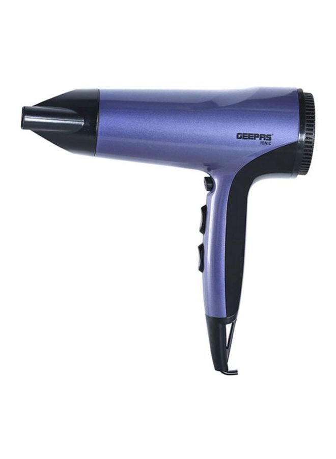 GEEPAS - Compact Travel Hair Dryer, Cool Shot Function 3 Heat And 2 Speed Settings Removable Filter Hang Up Hook, Powerful DC Motor, Quicker Drying, Portable Ionic Fast Drying Blower Purple/Black - Image 1