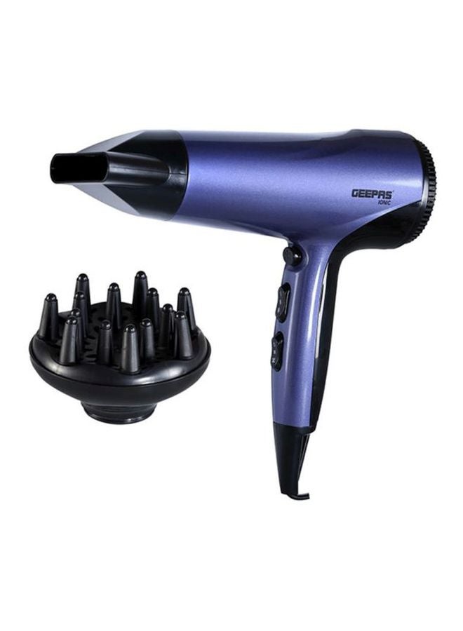 GEEPAS - Compact Travel Hair Dryer, Cool Shot Function 3 Heat And 2 Speed Settings Removable Filter Hang Up Hook, Powerful DC Motor, Quicker Drying, Portable Ionic Fast Drying Blower Purple/Black - Image 1