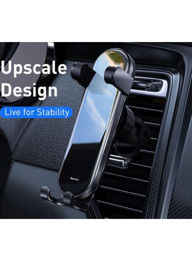 Baseus - Phone Holder Gravity Air Vent Mount Stable Car Cradle Auto Clamping Compatible with Apple iPhone 13 Pro/13 Pro Max/13/13 Mini/iPhone 12/11/Xs/Galaxy S9/S8/Note 8/Huawei P20/P10 Black - Image 1