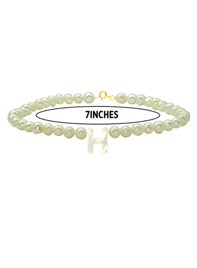Vera Perla - Pearls Strand Letter H Bracelet - Image 1
