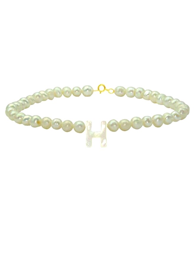 Vera Perla - Pearls Strand Letter H Bracelet - Image 1