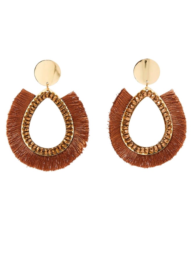 YUEJIN - Tear Drop Tassel Earrings - Image 1